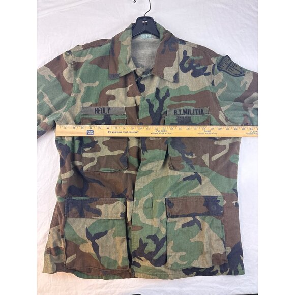 Vintage R.I. Militia 17th Artillery Camo Jacket XL HEOLY Patch Military Uniform - Picture 9 of 9